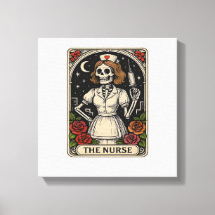Impressão Em Tela Cartão Tarot Esqueleto Enfermeira Engraçada Hallow