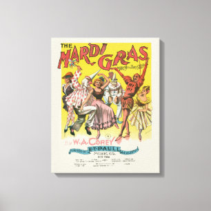 Impressão Em Tela Cartaz Antigo Amarelo do Mardi Gras