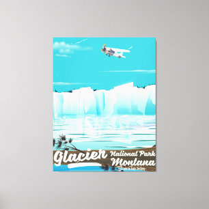 Impressão Em Tela Cartaz antigo do Parque Nacional Glacier, Montana