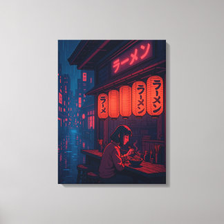 Impressão Em Tela Cartaz da Noite de Ramen Cyberpunk – Cidade Japone