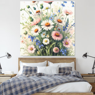 Impressão Em Tela Cartaz de Aquarela de Flor Silvestre Botânica – Mo