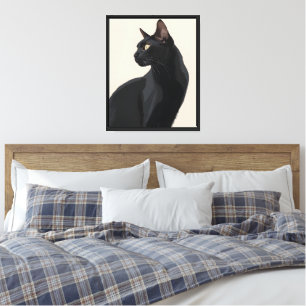 Impressão Em Tela Cartaz de Arte de Parede de Gato Preto Elegante