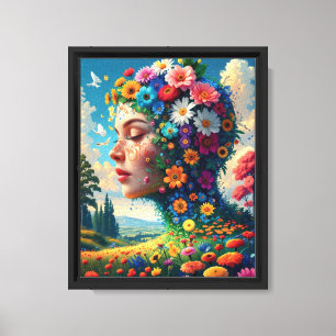 Impressão Em Tela Cartaz de Arte Surrealista Deusa Floral