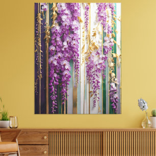 Impressão Em Tela Cartaz de Blooming Violet Dourada Wisteria
