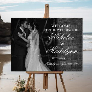 Impressão Em Tela Cartaz de boas-vindas ao casamento, caligrafia ele