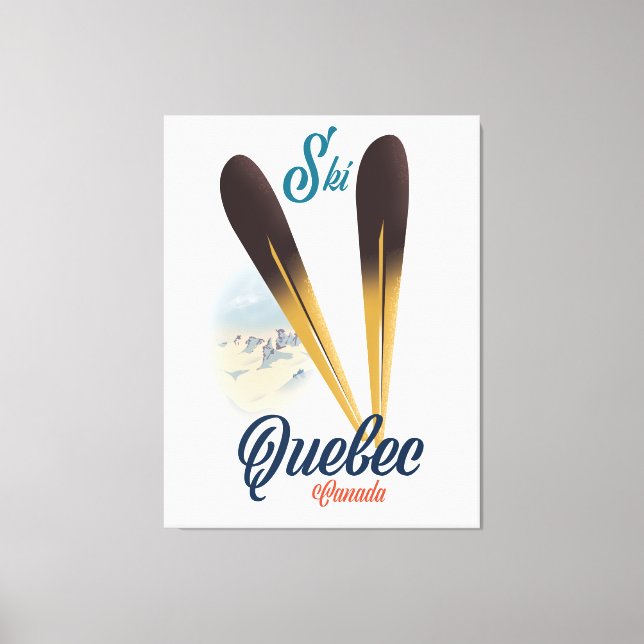 Impressão Em Tela Cartaz de esqui de Quebec Canadá (Frente)