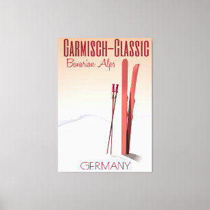 Impressão Em Tela Cartaz de esqui dos Alpes Bávaros, Garmisch Classi