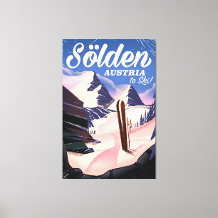 Impressão Em Tela Cartaz de esqui vintage Sölden Áustria