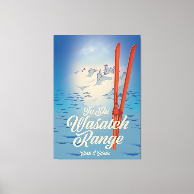 Impressão Em Tela Cartaz de esqui Wasatch Range Utah & Idaho (Frente)