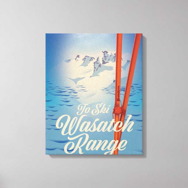 Impressão Em Tela Cartaz de esqui Wasatch Range Utah & Idaho (Frente)