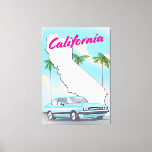 Impressão Em Tela Cartaz de férias estilo vintage da Califórnia