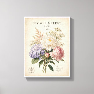 Impressão Em Tela Cartaz de Mercado de Flores Botânicas Vintage | El