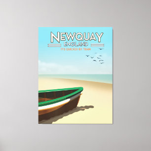 Impressão Em Tela Cartaz de viagem à beira-mar vintage Newquay Ingla