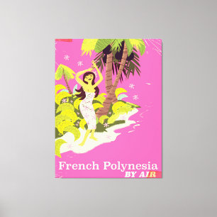 Impressão Em Tela Cartaz de viagem antigo da Polinésia Francesa