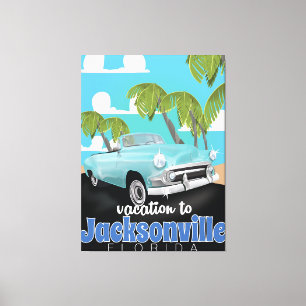 Impressão Em Tela Cartaz de viagem antigo de Jacksonville, Flórida, 