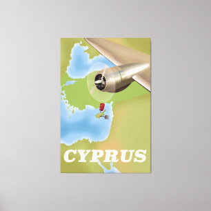 Impressão Em Tela cartaz de viagem antigo mapa de Chipre