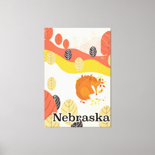 Impressão Em Tela cartaz de viagem antigo Nebraska Sleeping Fox