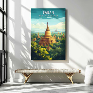 Impressão Em Tela Cartaz de Viagem Bagan Myanmar em Tela