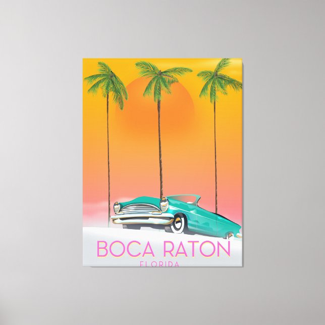 Impressão Em Tela Cartaz de viagem Boca Raton Flórida. (Frente)