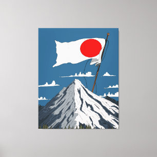 Impressão Em Tela Cartaz de viagem da bandeira japonesa