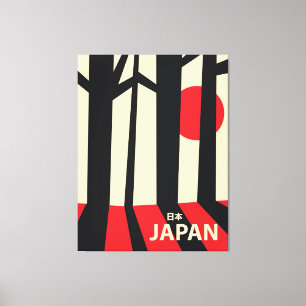 Impressão Em Tela Cartaz de viagem da floresta vintage do Japão.