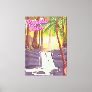 Impressão Em Tela cartaz de viagem da palmeira tropical de Porto Ric