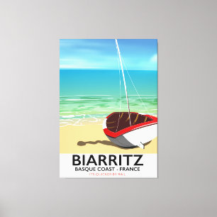 Impressão Em Tela Cartaz de viagem da praia de Biarritz França