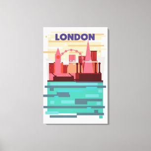 Impressão Em Tela Cartaz de viagem da silhueta de Londres.