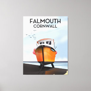 Impressão Em Tela Cartaz de viagem de barco de pesca de Falmouth Cor
