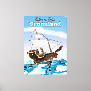 Impressão Em Tela Cartaz de viagem de desenho animado da Groenlândia