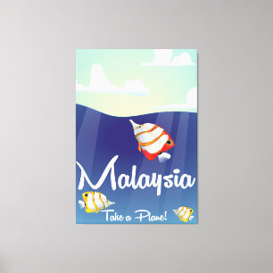 Impressão Em Tela Cartaz de viagem de desenho animado da Malásia