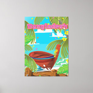Impressão Em Tela Cartaz de viagem de desenho animado de Bangladesh.