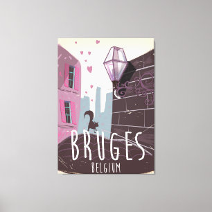 Impressão Em Tela cartaz de viagem de desenho animado de Bruges, Bél