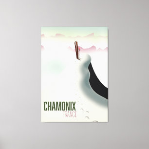 Impressão Em Tela Cartaz de viagem de esqui Chamonix França