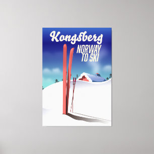 Impressão Em Tela Cartaz de viagem de esqui Kongsberg noruega.
