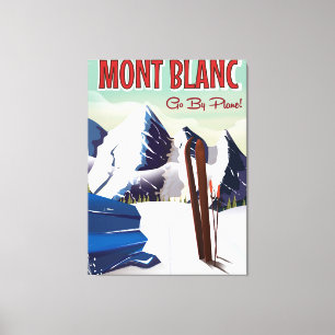 Impressão Em Tela Cartaz de viagem de esqui vintage Mont Blanc