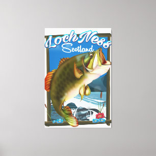 Impressão Em Tela Cartaz de viagem de pesca no Loch Ness Escócia