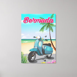 Impressão Em Tela Cartaz de viagem de scooter da praia das Bermudas