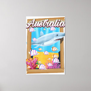 Impressão Em Tela Cartaz de viagem de tubarão submarino da Austrália