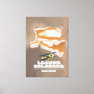 Impressão Em Tela Cartaz de viagem do lago de sal Laguna Colorada Bo
