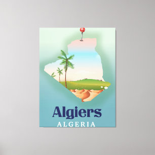 Impressão Em Tela Cartaz de viagem do mapa argelino de Argel