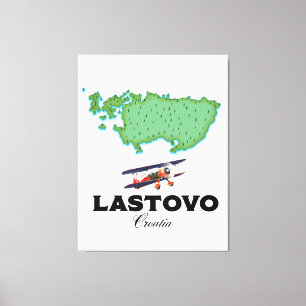 Impressão Em Tela Cartaz de viagem do mapa da Croácia Lastovo.