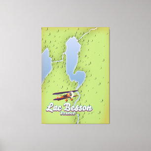 Impressão Em Tela Cartaz de viagem do mapa da França do Lago Besson