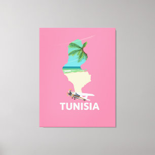 Impressão Em Tela cartaz de viagem do mapa da Tunísia