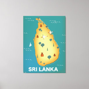 Impressão Em Tela Cartaz de viagem do mapa do Sri Lanka