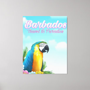 Impressão Em Tela cartaz de viagem do papagaio de Barbados