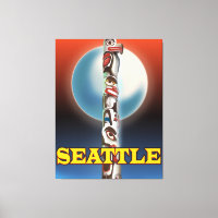 Cartaz de viagem do poste totêmico de Seattle