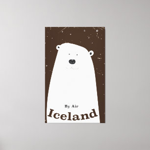 Impressão Em Tela Cartaz de viagem do urso polar vintage Islândia