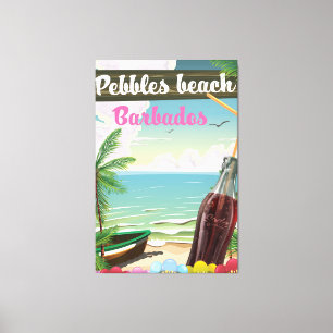 Impressão Em Tela Cartaz de viagem estilo vintage da praia Pebbles B