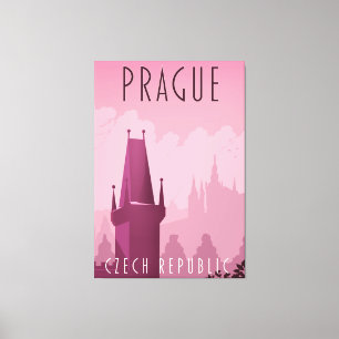Impressão Em Tela Cartaz de viagem estilo vintage de Praga República